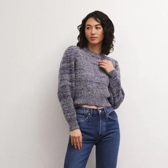 NWT Z Supply Polly Denim Look Sweater - Indigo SIZE XS S M L - Picture 1 of 3